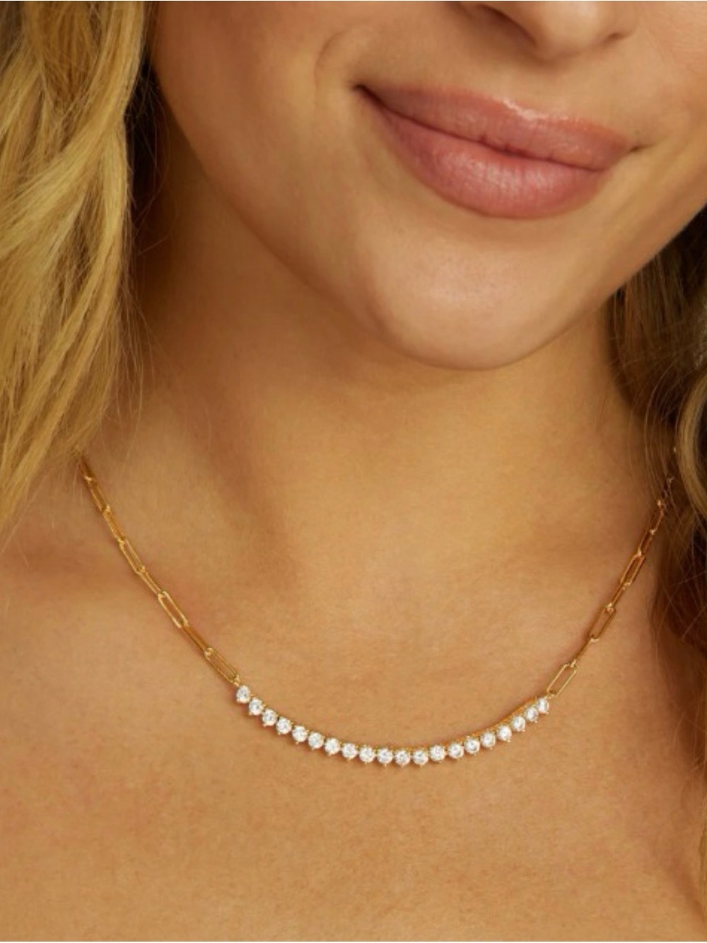 Melinda Maria Gold Crystal Curve Necklace